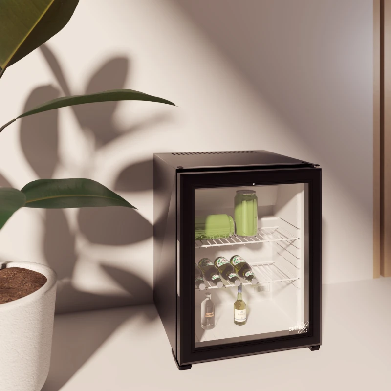 Minibar puerta cristal negro