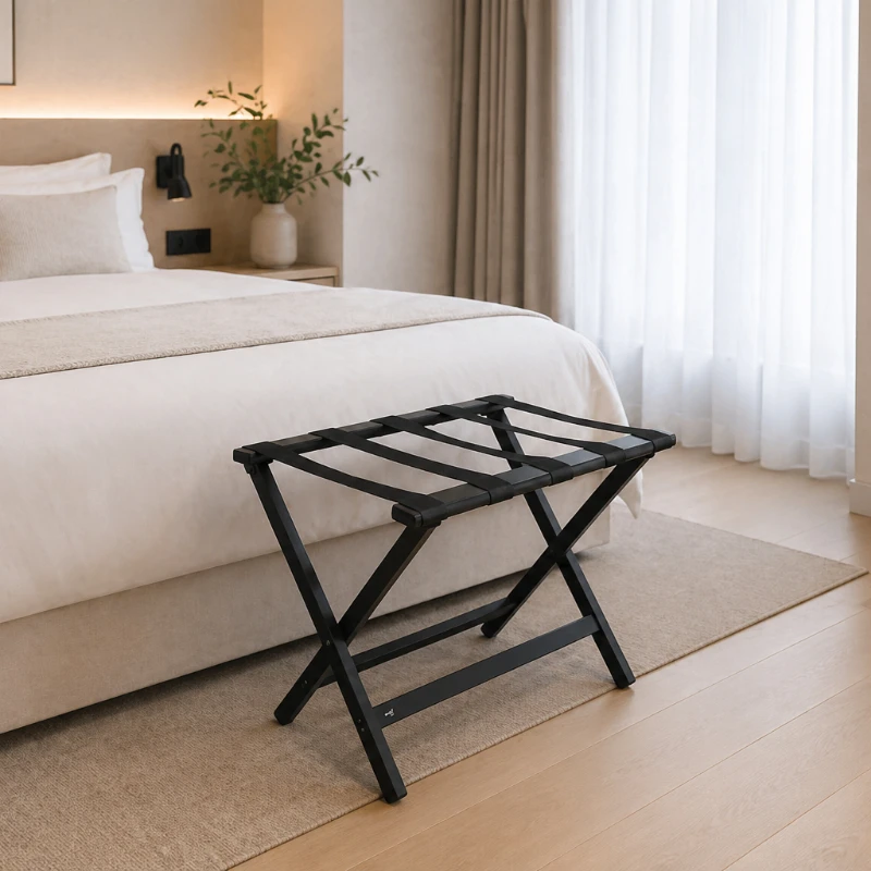 Apoyamaletas premium de madera negra