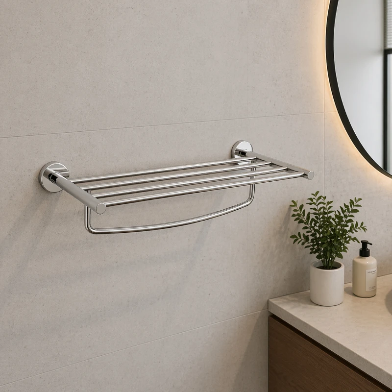 Repisa con barra toallero inferior - Serie Brass