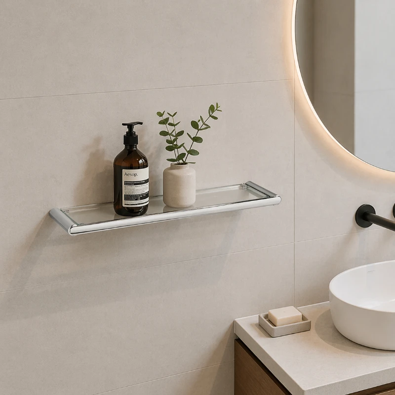 Repisa de baño de cristal - Serie Brass premium