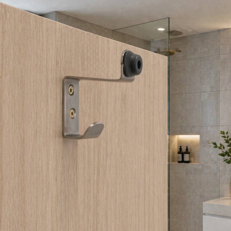 Percha con tope negro para puertas - Serie Basic