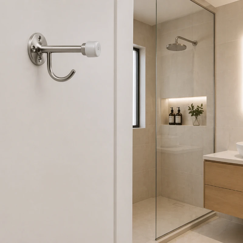 Percha con tope blanco para puertas - Serie Basic
