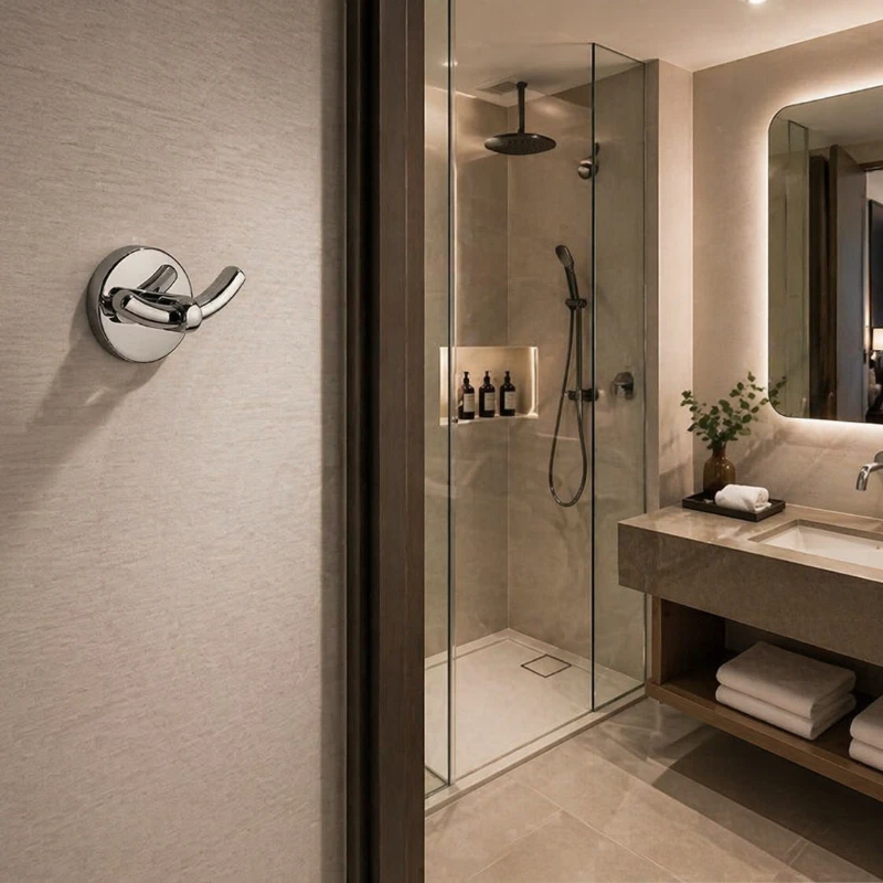 Percha doble para baño - Serie brass