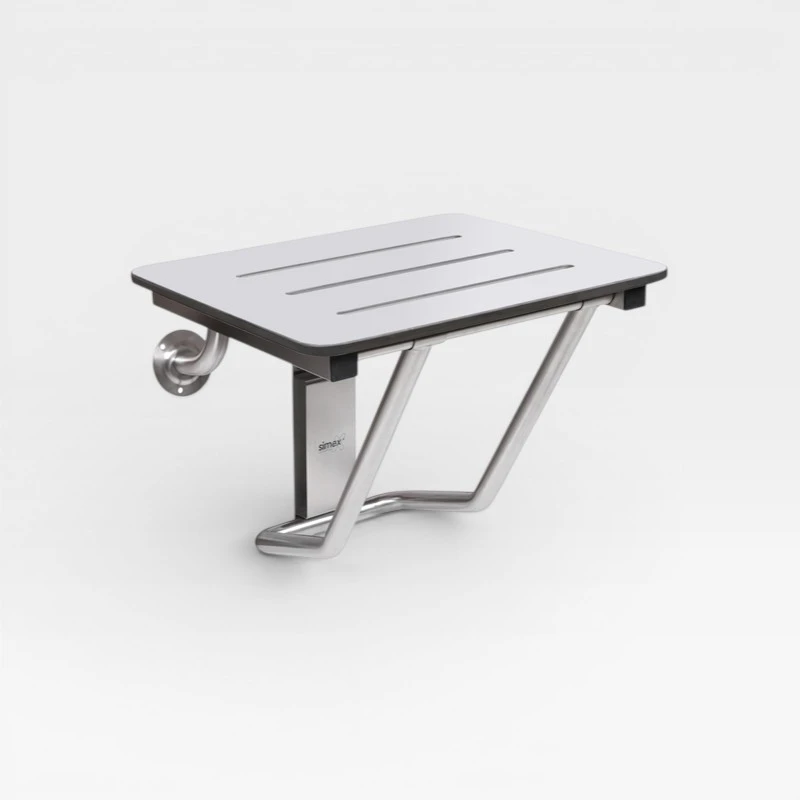 Asiento abatible con pata a pared